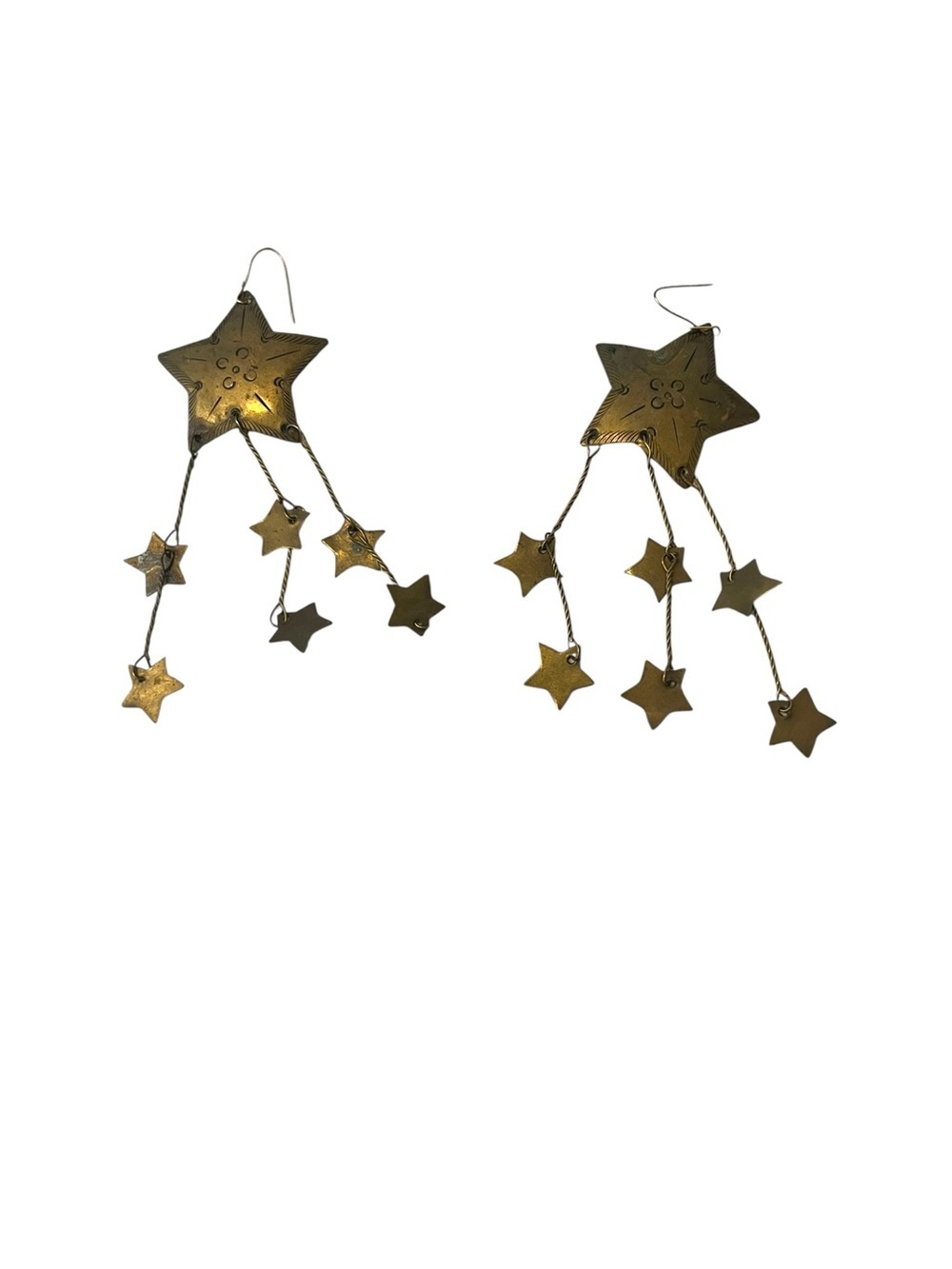 Brass Star Fall Drop Dangle Earrings - Gold Star Chandelier